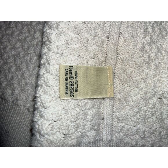 LL Bean Open Front Basketweave Knit Cardigan Womens Ivory Cream Cotton Cozy Med - Picture 10 of 16